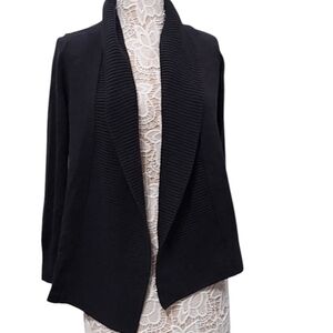 Lands end Waterfall Front black wool Cotton And Nylon blend cardigan size m / p